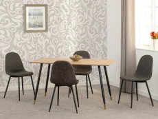 Seconique Seconique Hamilton 140cm Dining Table with 4 Athens Brown Faux Leather Chairs