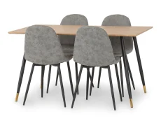Seconique Hamilton 140cm Dining Table with 4 Athens Grey Faux Leather Chairs