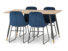 Seconique Seconique Hamilton 140cm Dining Table with 4 Lukas Blue Velvet Dining Chairs
