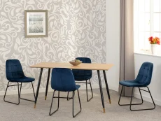Seconique Seconique Hamilton 140cm Dining Table with 4 Lukas Blue Velvet Dining Chairs