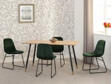 Seconique Seconique Hamilton 140cm Dining Table with 4 Lukas Green Velvet Dining Chairs