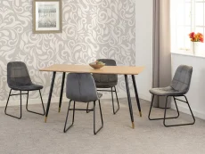 Seconique Seconique Hamilton 140cm Dining Table with 4 Lukas Grey Velvet Dining Chairs