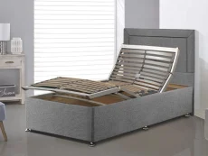 Flexisleep Clearance - Flexisleep Leyburn Pocket 1000 Electric Adjustable 4ft Small Double Bed - Willow & Eve Base with 2 drawers in Faux Silver Suede & Adjustable Mattress