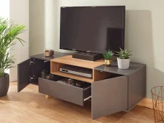GFW GFW Modena Grey and Oak 2 Piece Living Room Furniture Set