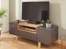 GFW GFW Modena Grey and Oak 2 Piece Living Room Furniture Set