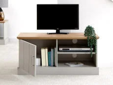 GFW GFW Kendal Light Grey and Oak 3 Piece Living Room Furniture Set