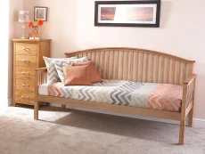 GFW Madrid 3ft Single Oak Wooden Day Bed with Guest Bed Frame