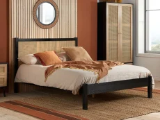 Birlea Furniture & Beds Birlea Croxley 4ft6 Double Rattan and Black Wooden Bed Frame