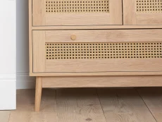 Birlea Furniture & Beds Birlea Croxley Rattan and Oak 2 Door 1 Drawer Wardrobe