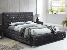 Birlea Furniture & Beds Birlea Grande 4ft6 Double Black Crushed Velvet Bed Frame
