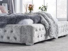 Birlea Furniture & Beds Birlea Grande 6ft Super King Size Steel Crushed Velvet Bed Frame