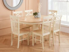 Birlea Furniture & Beds Birlea Chatsworth Cream and Oak Extending Dining Table and 6 Chair Set