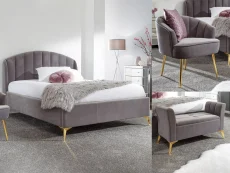GFW GFW Pettine Double Grey Fabric 3 Piece Bedroom Furniture Set