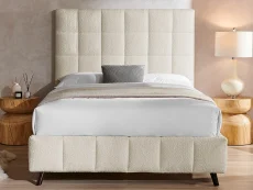 Limelight  Limelight Starla Square 5ft King Size Ivory Boucle Fabric Bed Frame