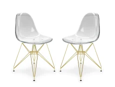 LPD LPD Coco Set of 2 Clear and Gold Dining Chairs
