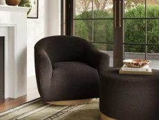 LPD LPD Daphne Black Boucle Fabric Swivel Chair
