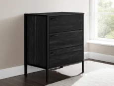 LPD LPD Hoxton Black Wood Effect 3 Drawer Chest of Drawers