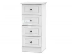 Welcome Welcome Balmoral White High Gloss 4 Drawer Narrow Chest of Drawers (Assembled)