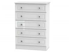 Welcome Welcome Balmoral White High Gloss 5 Drawer Chest of Drawers (Assembled)