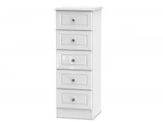 Welcome Welcome Balmoral White High Gloss 5 Drawer Tall Narrow Chest of Drawers (Assembled)