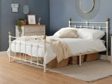 Birlea Furniture & Beds Birlea Atlas 4ft6 Double Cream Metal Bed Frame