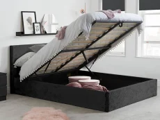 Birlea Furniture & Beds Birlea Berlin 5ft King Size Black Crushed Velvet Glitz Fabric Ottoman Bed Frame