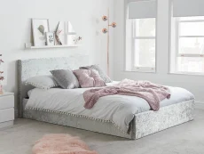 Birlea Furniture & Beds Birlea Berlin 5ft King Size Steel Crushed Velvet Glitz Fabric Ottoman Bed Frame