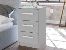 Birlea Furniture & Beds Birlea Lynx Grey High Gloss 3 Drawer Bedside Table