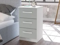 Birlea Furniture & Beds Birlea Lynx Grey High Gloss and White 3 Drawer Bedside Table