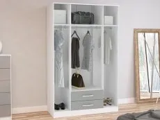 Birlea Furniture & Beds Birlea Lynx Grey High Gloss and White 4 Door 2 Drawer Mirrored Large Wardrobe