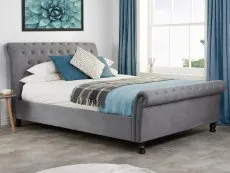 Birlea Furniture & Beds Birlea Opulence 5ft King Size Grey Velvet  Fabric Bed Frame