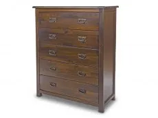 Core Products Core Boston 5 Drawer Dark Antique Pine Wooden Chest of Drawers