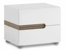 Furniture To Go Furniture To Go Chelsea White High Gloss and Oak 2 Drawer Bedside Table