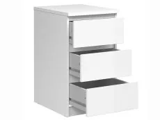 Furniture To Go Naia White High Gloss 3 Drawer Bedside Table