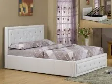 GFW GFW Hollywood 5ft King Size White Faux Leather Ottoman Bed Frame