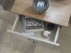 GFW Kendal Light Grey and Oak 1 Drawer Bedside Table