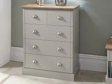 GFW GFW Kendal Light Grey and Oak 2+3 Drawer Chest of Drawers