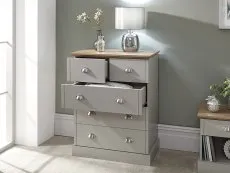 GFW Kendal Light Grey and Oak 2+3 Drawer Chest of Drawers