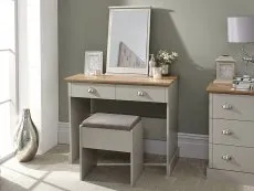 GFW GFW Kendal Light Grey and Oak Dressing Table and Stool