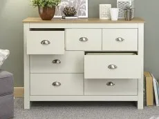 GFW GFW Lancaster Cream and Oak 7 Drawer Merchant Chest of Drawers