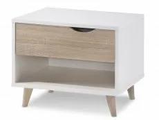 LPD LPD Stockholm White and Oak 1 Drawer Small Bedside Table