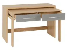 Seconique Seconique Seville Grey High Gloss and Oak 2 Drawer Computer Desk