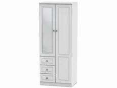 Welcome Welcome 2ft6 Pembroke White Ash 2 Door 3 Drawer Mirrored Double Wardrobe (Assembled)