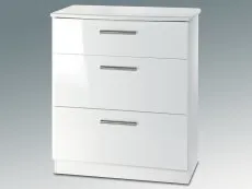 Welcome Welcome Knightsbridge White High Gloss 3 Drawer Deep Low Chest of Drawers (Assembled)