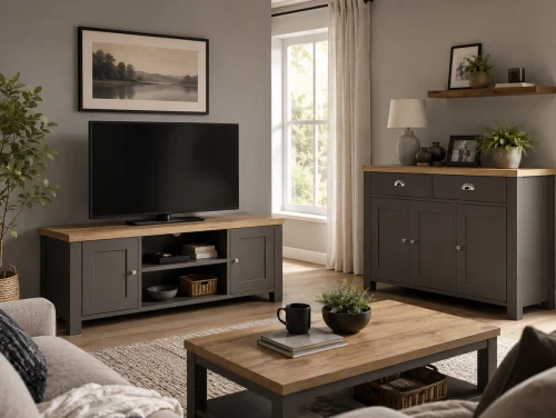 Birlea Highgate Dark Grey and Oak Living Room Furniture
