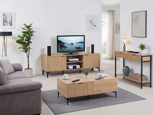 Seconique Miami Oak and Black Living Room Furniture