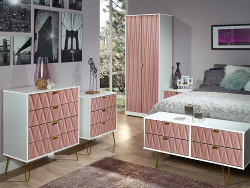 ASC Diana Kobe Pink and White Assembled Bedroom Furniture