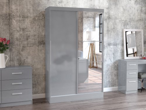 Birlea Lynx Grey High Gloss Flat Packed Bedroom Furniture