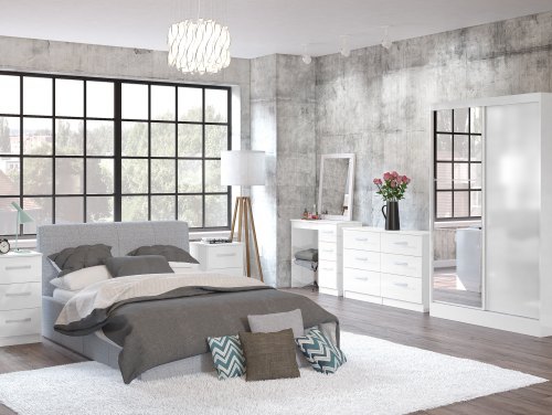 Birlea Lynx White High Gloss Flat Packed Bedroom Furniture