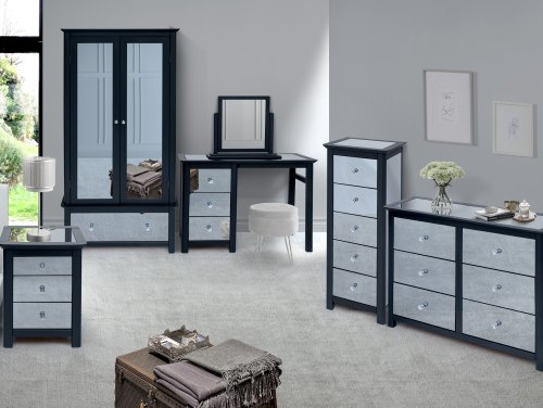 Core Ayr Carbon Grey Flat Packed Mirrored Bedroom Furniture